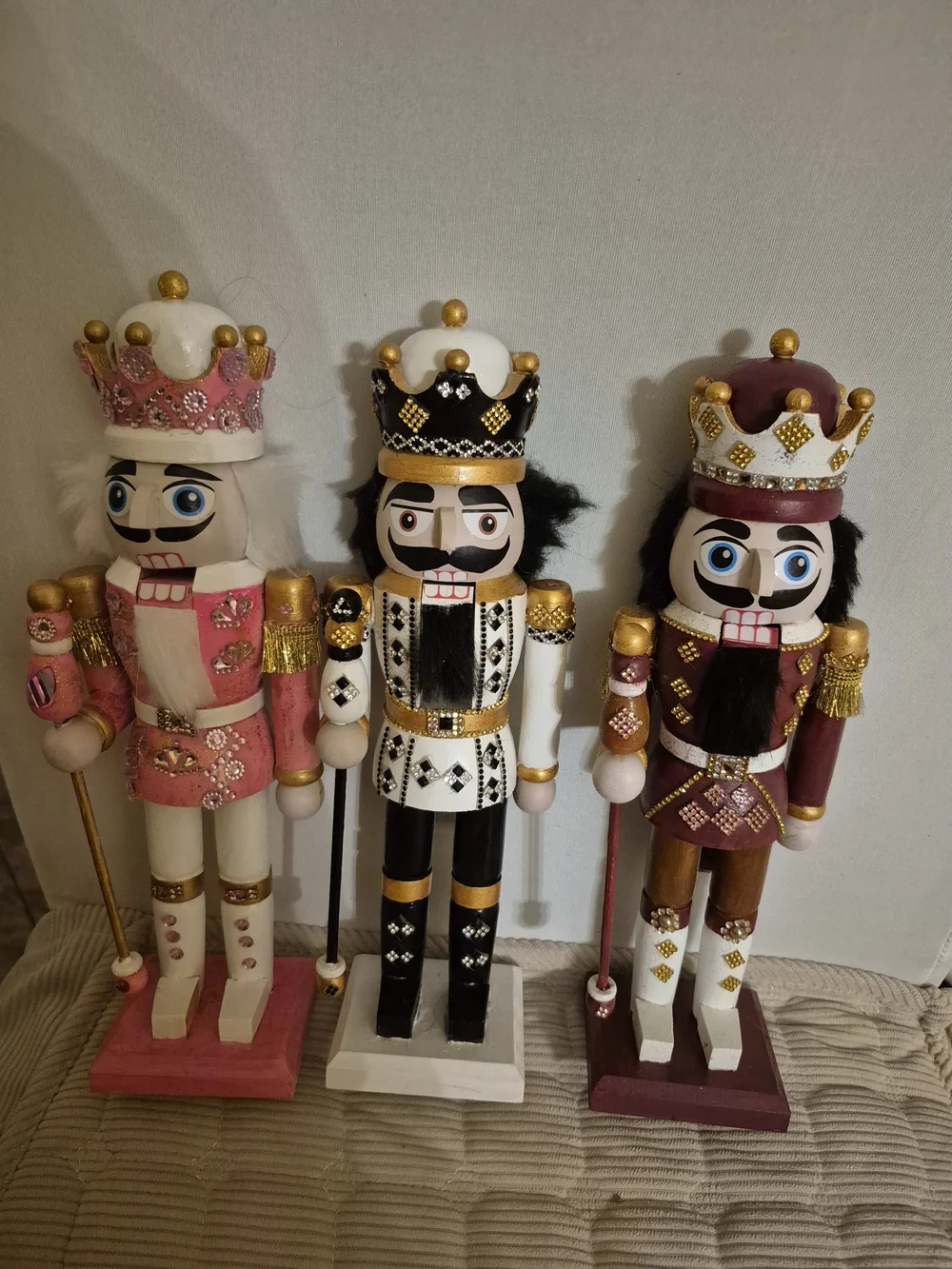 Decorative Pink, White and Burgundy Nutcracker Set - Home Accents